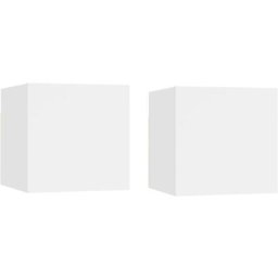 Lot de 2 Tables de chevet Tables d'appoint | Tables de nuit Blanc 30,5x30x30 cm Aggloméré 74834
