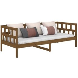 Lit de jour marron miel bois de pin massif 90x200 cm Vidaxl marron miel