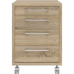 Prisme Commode b à 4 tiroirs, imitation chêne. - Naturelle