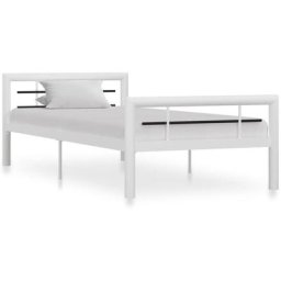 Cadre de lit Blanc et noir Métal 90 x 200 cm vidaXL - Blanc et noir