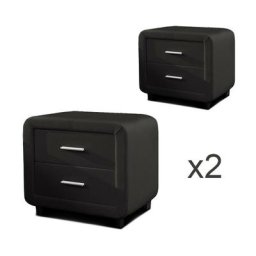 Table Chevet Design Zest Lot De 2 Noir, Polyuréthane, Rectangulaire, Style Contemporain, 52 x 41 x