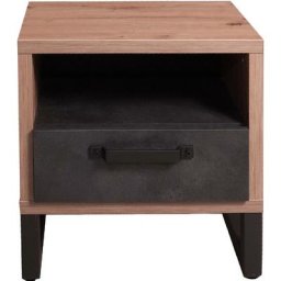 Table de chevet de style industriel avec 1 tiroir et compartiment ouvert, Table de nuit moderne,