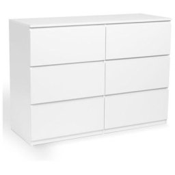 Commode 6 tiroirs tomi bois blanc - Blanc