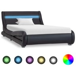 Cadre de lit avec led Noir Similicuir 100 x 200 cm Vidaxl Noir