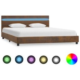 284806 Cadre de lit avec led Marron Tissu 120x200 cm Vidaxl Marron