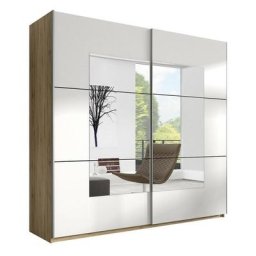 Armoire design 2 portes 220cm couleur chêne clair et blanc. Collection eos - Marron - Bois