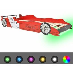 Lit voiture de course pour enfants avec LED 90 x 200 cm Rouge vidaXL - Rouge