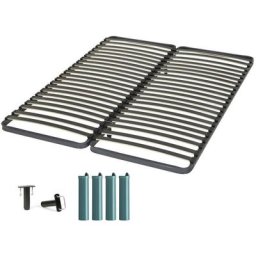 Sommier à lattes + pieds 2x70x190 C220 - 40 lattes bois - Fabrication française - Gris