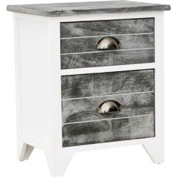 Table de chevet Gris et blanc 38x28x45 cm Bois de Paulownia Vidaxl Blanc et gris