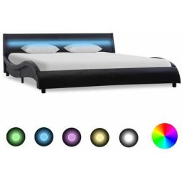 Cadre de lit avec LED Noir Similicuir 120 x 200 cm vidaXL - Noir