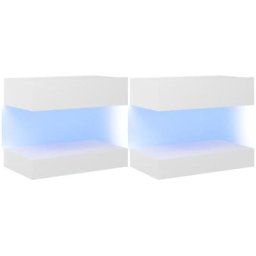 Tables de chevet à led 2 pcs Blanc 60x35 cm Aggloméré Vidaxl Blanc