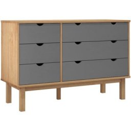 Vidaxl - Commode otta Marron et gris 113,5x39,5x73 cm Bois de pin massif