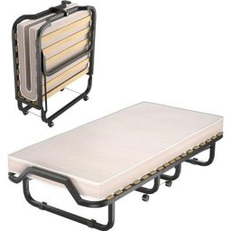 Lit Pliant, Lit Pliant d'Appoint avec Matelas en Mousse de 10 cm Épais, Lit Portable sur roulettes