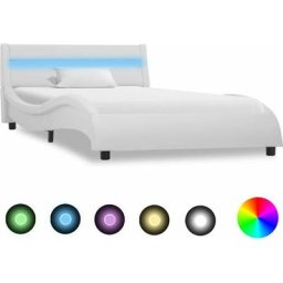 Cadre de lit avec led Blanc Similicuir 90x200 cm Vidaxl Blanc
