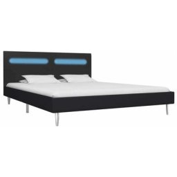 Cadre de lit avec led Noir Tissu 180 x 200 cm Vidaxl Black
