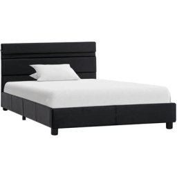 Cadre de lit avec led Noir Similicuir 90x200 cm Vidaxl Noir