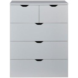 Basix Commode à 5 tiroirs, blanc. - Blanc