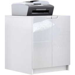Commode d'imprimante armoire à dossiers Logan blanc mat - haute brillance - Façades en Blanc haute
