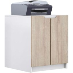 Vladon - Commode d'imprimante armoire à dossiers Logan blanc mat - haute brillance - Portes en