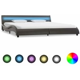 Cadre de lit avec LED Gris Similicuir 180 x 200 cm vidaXL - Gris