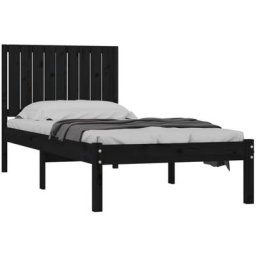 Cadre de lit Noir Bois de pin massif 90x190 cm Simple vidaXL - Black