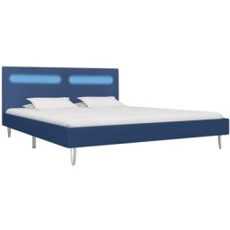 Cadre de lit avec led Bleu Tissu 160 x 200 cm Vidaxl Blue