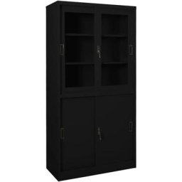 Armoire de bureau avec porte coulissante Noir 90x40x180cm Acier Vidaxl Noir