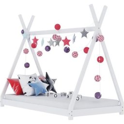 Cadre de lit d'enfant Blanc Bois de pin massif 90 x 200 cm vidaXL - Blanc