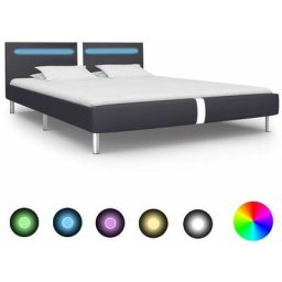 Cadre de lit avec led Noir Similicuir 180 x 200 cm Vidaxl Black