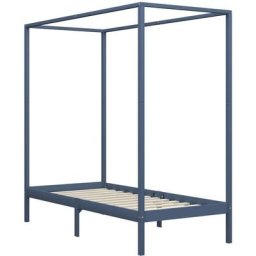Cadre de lit à baldaquin Gris Bois de pin massif 100 x 200 cm Vidaxl Gris