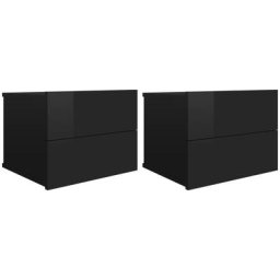 Tables de chevet 2 pcs Noir brillant 40 x 30 x 30 cm Aggloméré Vidaxl noir brillant
