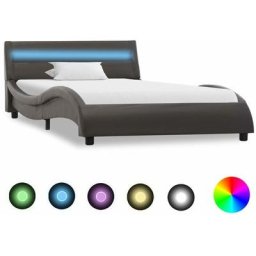 Cadre de lit avec led Gris Similicuir 100 x 200 cm Vidaxl Gris