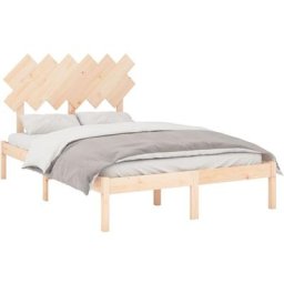 Cadre de lit 135x190 cm Double Bois massif Vidaxl Marron