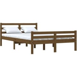 Vidaxl - Cadre de lit Marron miel Bois massif 135x190 cm Double marron miel