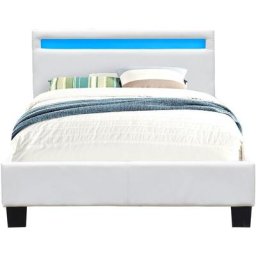Angel - Solide et Confortable Lit 120x190 avec Sommier + Tête de Lit avec Eclairage led Couleur
