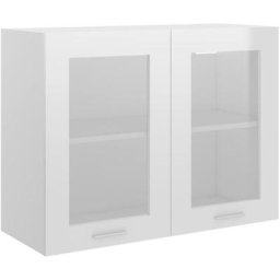 Armoire en verre suspendue Blanc brillant 80x31x60 cm Aggloméré Vidaxl High gloss white