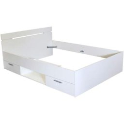 Lit Tiroirs Blanc Perle 140x190 - Blanc