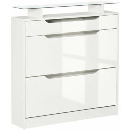 Armoire à chaussures avec 2 tiroirs rabattables + 1 tiroir coulissant + 1 comptoir et 1 plateau en