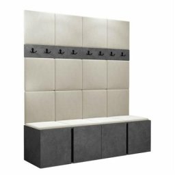 Ensemble entrée Hartford 268, Manila 02, 186x168x46cm, Béton, Noir, Stratifié, Tapisserie, Mural,