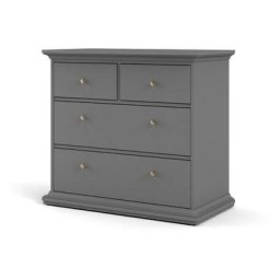 Venise Commode 4 tiroirs, gris mat. - Noir