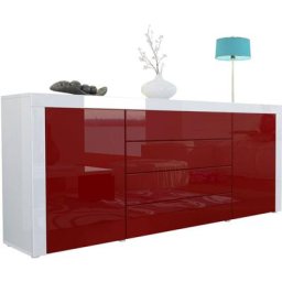 Buffet Commode Dressoir Crédence La Paz V1 Blanc, haute brillance, tons naturels - Bordeaux haute