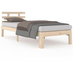Cadre de lit Bois massif 90x190 cm Simple Vidaxl Marron
