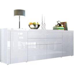 Buffet Commode Dressoir Crédence La Paz V2 Blanc, haute brillance, tons naturels - Blanc haute