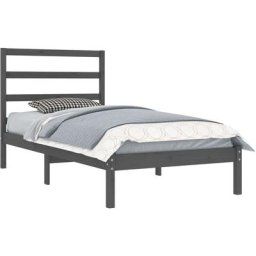 Vidaxl - Cadre de lit Gris Bois de pin massif 100x200 cm Grey
