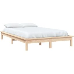 Cadre de lit 140x190 cm Bois de pin massif Vidaxl Marron