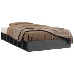 Vidaxl - Cadre de lit Gris 90x200 cm Bois massif Gris