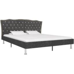 Cadre de lit Gris foncé Tissu 160 x 200 cm Vidaxl Dark grey
