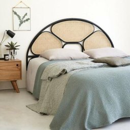 Tête de lit en cannage et rotin noir 160 cm - Noir