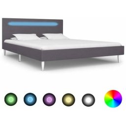 Cadre de lit avec led Gris Tissu 140 x 200 cm Vidaxl Grey