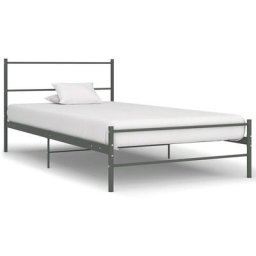 Cadre de lit Gris Métal 100 x 200 cm Vidaxl Gris